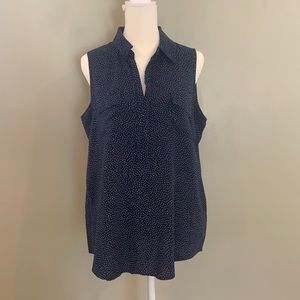Spense polka Dot Collared Sleeveless Top